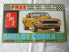 1968 Shelby Cobra GT500 AMT 1/25 kit number T296 200 with record inside vintage