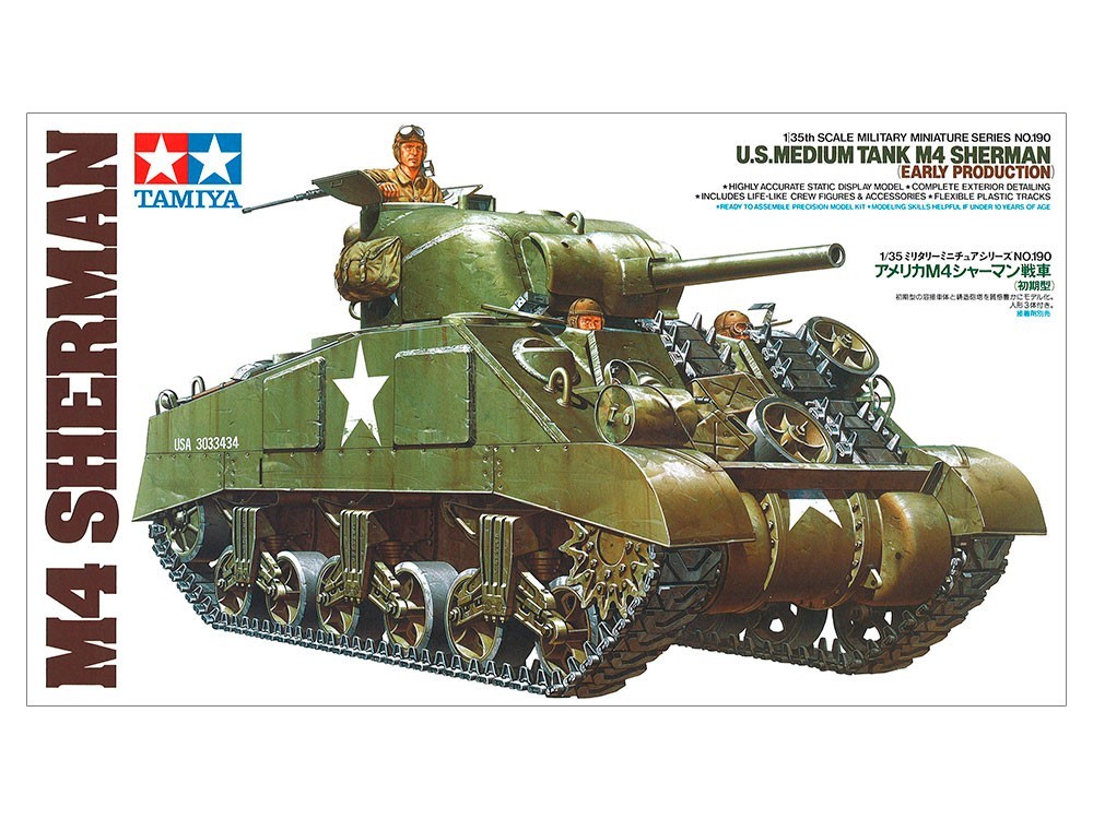 Tamiya 35190 M4 Sherman U.S. Medium Tank Early Production 1:35 Scale Model