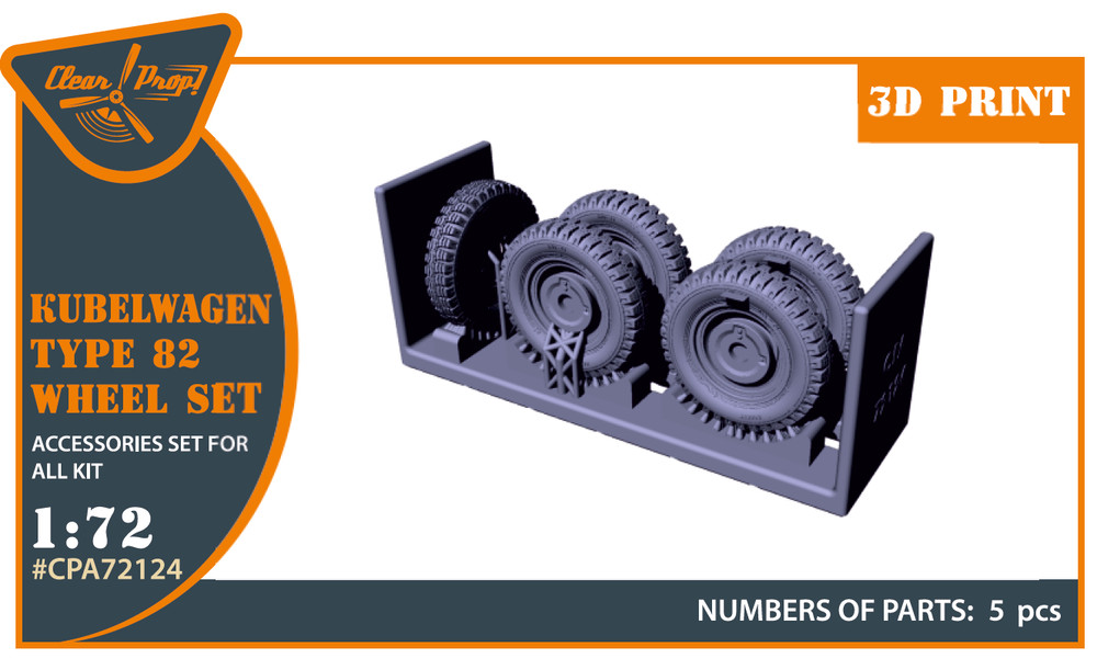Kubelwagen type 82 wheel set (Resin Upgrade set) 1/72 ClearProp CPA72124