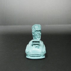 Jimmy Flintstone resin Lil Shitzz Happy Herman Munster aboard a ’49 Merc LS5