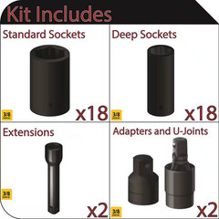 3/8 In. Drive Impact Socket and Accessory Set (40-Pieces)
