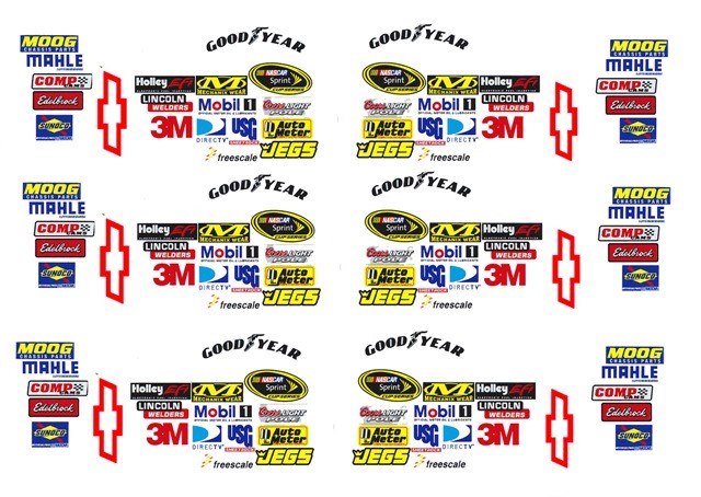 Nascar Sprint Cup Minor Front Fender Sponsors 1/24th – 1/25th Scale Decals