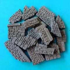 Painted Diorama 1/35 Building Ruins Rubble Bricks WWII Military Scene Prop Model