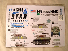 1/35 Star Decals US Army M8 75mm HMC D-Day & France 1944 2nd ArmorDiv #35-C 1395