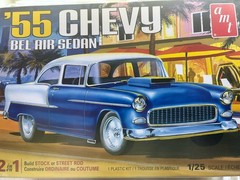 AMT 1119 1955 Chevy Bel Air Sedan 1/25 Model Kit 2 in 1 Open