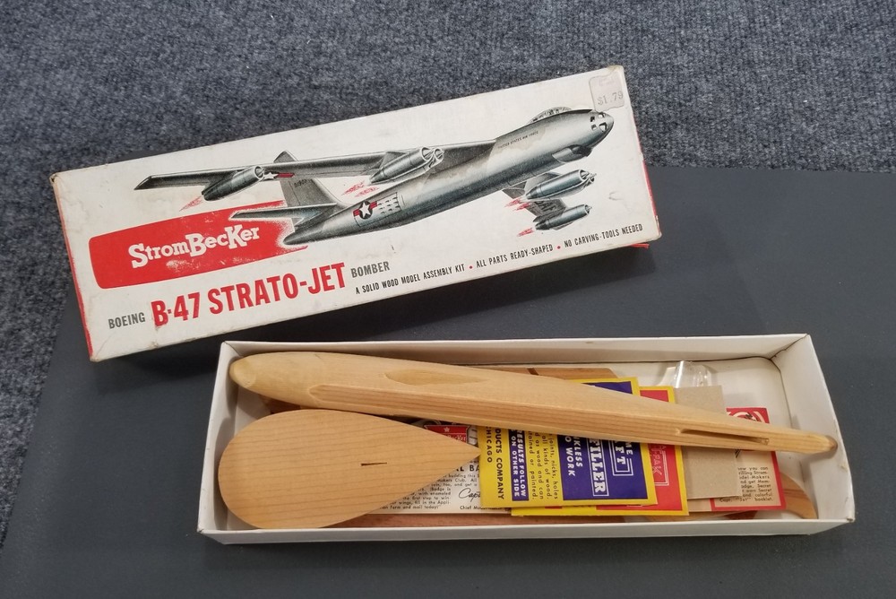 Strombecker Boeing B-47 Strato-Jet Bomber Wood Model Kit 1950s