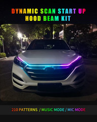 Car Led Lights Exterior RGB Hood Light Strip Waterproof Multicolor Dynamic Scan