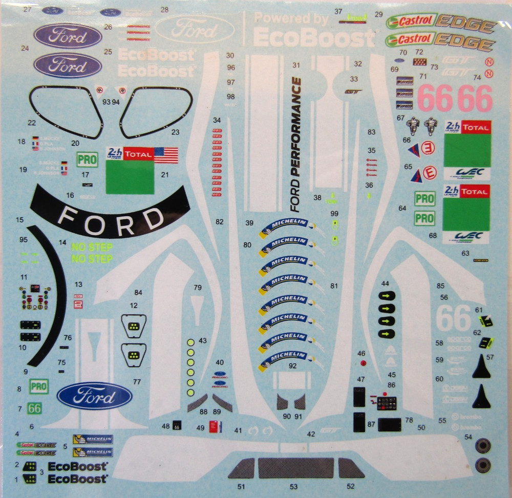 Decalpool 1/24 Scale Ford GT Ganassi #66 Le Mans ’19 Decalsheet DP202 for Revell