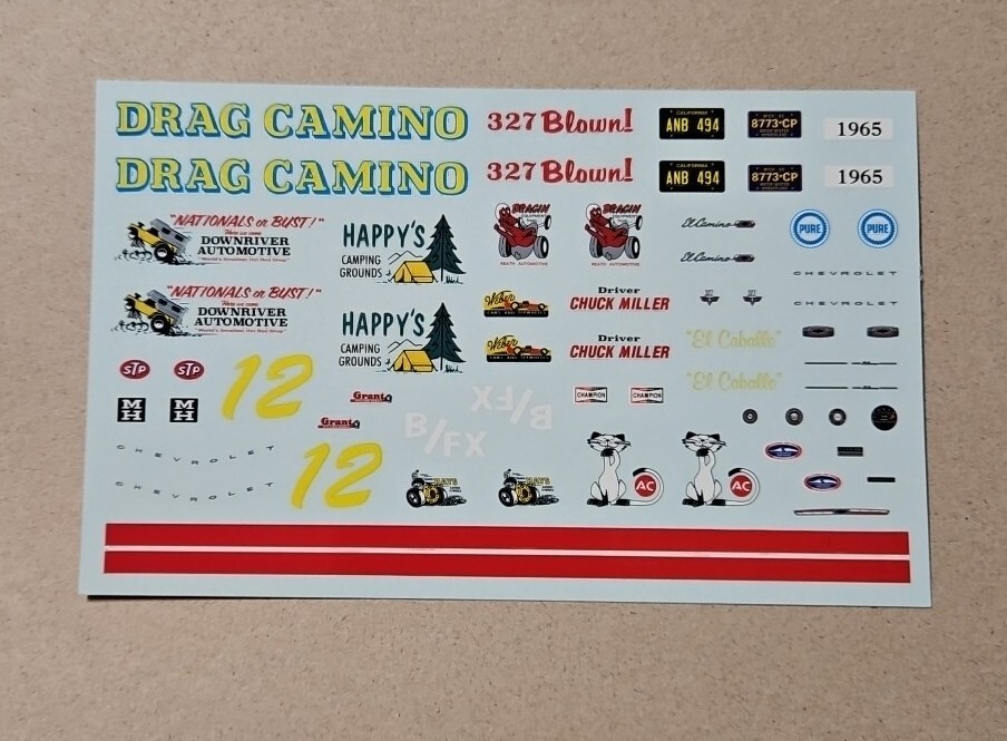 AMT 1/25 1965 CHEVROLET EL CAMINO WITH CAMPER DECAL SHEET