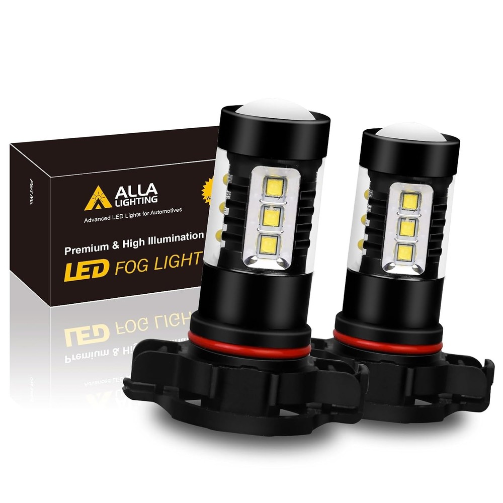 Alla Lighting Premium 80W 5201 DRL PS19W 5202 LED Fog Lights Bulbs Upgrade, 6000