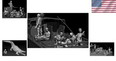 1/35 Scale Die-Cast Resin Figure Model Kit Boat Crews & Animals 5 Figures (No…