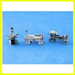 1/35 Scale Die-Cast Resin Model Assembled Kit Workshop Drill Press, Workbench…