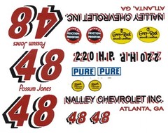 #48 Possum Jones 1957 Chevy 1/24th – 1/25th Waterslide Decals