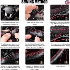 Genuine Leather Steering Wheel Cover, Stitch On Wrap for Steering Wheel up to