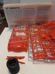 Monogram 1957 Corvette Molded in Red Kit # 2227 Open Box