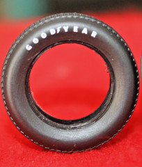 4 (GOOD/YEAR PAD PRINTED WIDE RACING SLICKS AND 2 MATCHING FRONT 1/25 SCALE