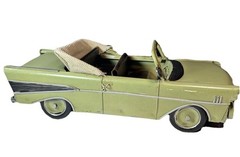 Vintage Look Tin Metal Classic 1957 Chevy Convertible Car 11″L Green