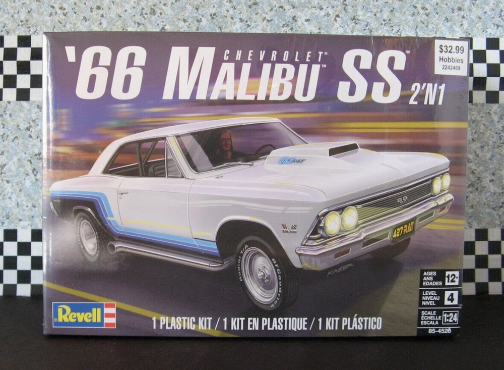 Chevy 1966 Malibu SS Drag Race Car 1:24 scale Revell/Monogram Kit Sealed