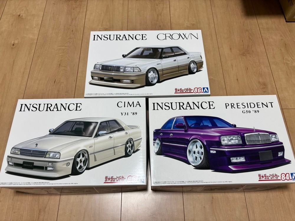1/24 Aoshima Insurance Nissan President Y31 Cima Toyota13 Crown Collectables 17+