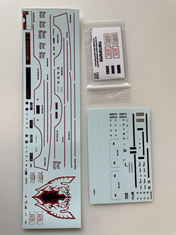 1979 Chevrolet El Camino “Royal Knight” (Red) 1/25 Model Car Decals