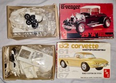 Vintage AMT ‘A’venger ‘29 ‘A’ Ford Roadster and 62′ Corvette Model kits
