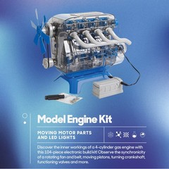 Discovery Mindblown Model Engine Kit Moving Parts LED Lights STEM New