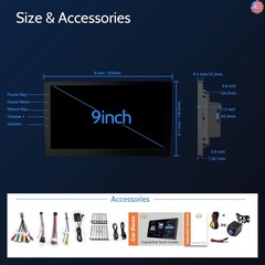 9 inch Wireless Double Din Car Stereo,with Apple CarPlay and Android Auto Radio