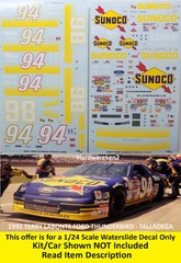 NASCAR DECAL #98 SUNOCO 1988 BUICK REGAL BRAD NOFFSINGER -1/24 POWERSLIDE