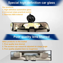 Car Rear View Mirror with Suction Cup, anti Glare Wide Angle HD Auto inside Rear