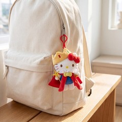 White Cat Prince Plush Bag Charm with Crown and Cape
