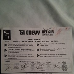 AMT 1951 Chevrolet Chevy Bel Air 1/25 model kit instructions only!!!