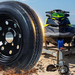 Bias Trailer Tire Assembly, 4.80-12 4PR on 12X4 5LUG Black Modular Wheel
