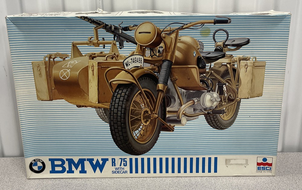 ESCI MOTORCYCLE BMW R / 75 W SIDECAR SCALE 1/9TH MODEL KIT BOX 1986
