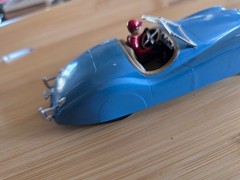 Vtg. Built 1/32 Gowland & Gowland 1953 Jaguar XK120 Sports Car Model Kit Blue