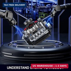 Mould King Mini V8 Engine Kits That Runs, Build Your Own Visible Car Motor, Phys