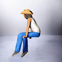 Woman Sitting on Model Cars Tailgate Bench Resin 3d print Unpainted Cowgirl