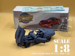 1:8 Large Scale Corvette Summer Complete Resin Model Kit with Engine – 23×8.6in