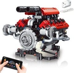 V8 Engine Model Kit – 660 PCS App-Controlled STEM Project for Kids & Adults