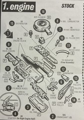 58 Chevy Impala STOCK 348 cu in ENGINE 232 1649 AMT Model Car Parts COMBINE