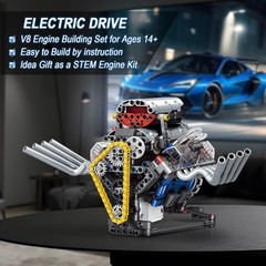 DIY V8 Engine Model Kit – App-Controlled, Visible Motor & Lights, STEM Toy 14+