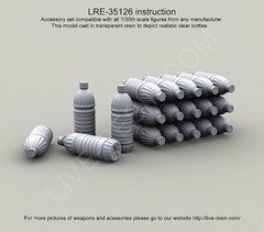 Live Resin 1/35 LRE-35126 Plastic Water Bottles (Made by Transparent Resin)