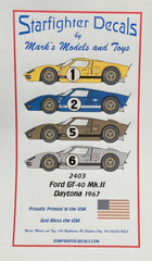 1/24 Starfighter Decals 2403 Ford GT Mk II Daytona 1967