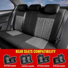 AUTOYOUTH 3 Row Car Seat Covers w/ 7 Headrests Universal Fit Truck SUV Van Airba