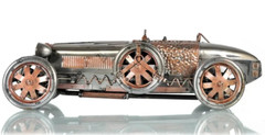 1926 Bugatti Type 35 Metal Racing Car Model 14″ Silver & Bronze Automotive Decor