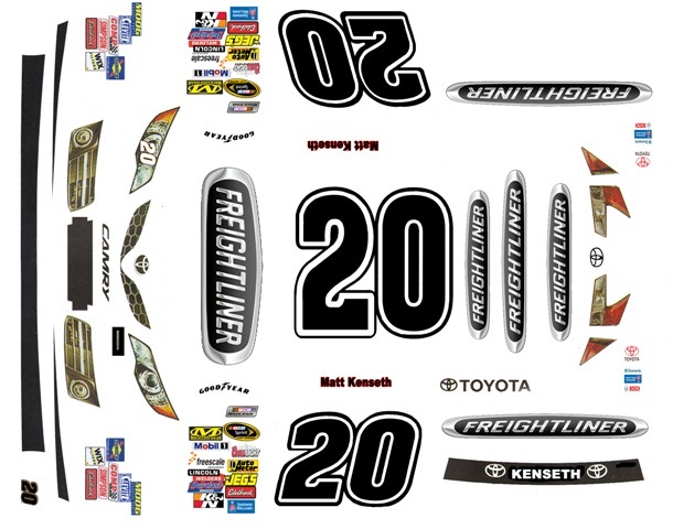 #20 Matt Kenseth Freightliner Toyota 2014-2017 1/24th – 1/25th Scale Decals