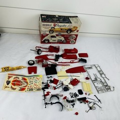 VINTAGE AMT Double Dragster KIT BOX W/ MIXED LOT OF JUNKYARD LOT PARTS KIT BASH