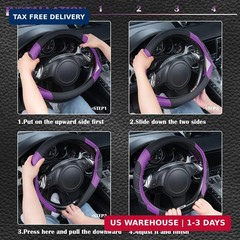 CAR PASS Line Rider Microfiber Leather Sporty 14.5-15 inch Steering Wheel Cover
