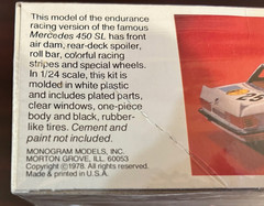RARE! VINTAGE MONOGRAM MERCEDES 450 RALLY CAR RACER 1/24 PLASTIC MODEL KIT F/S