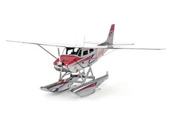 CESSNA 182 FLOATPLANE WHITE & RED STEEL MODEL KIT BY METAL EARTH MMS111