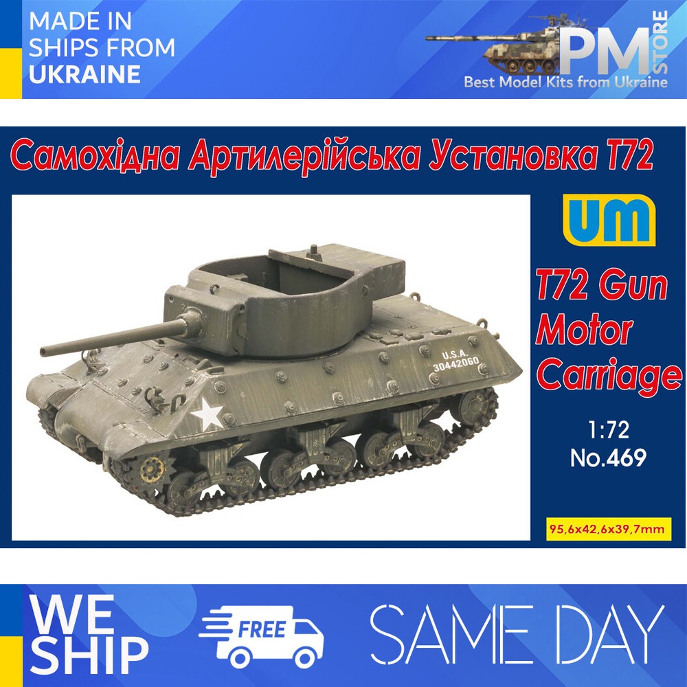 Unimodel UM469 – 1/72 – Gun Motor Carriage T72. Plastic model kit